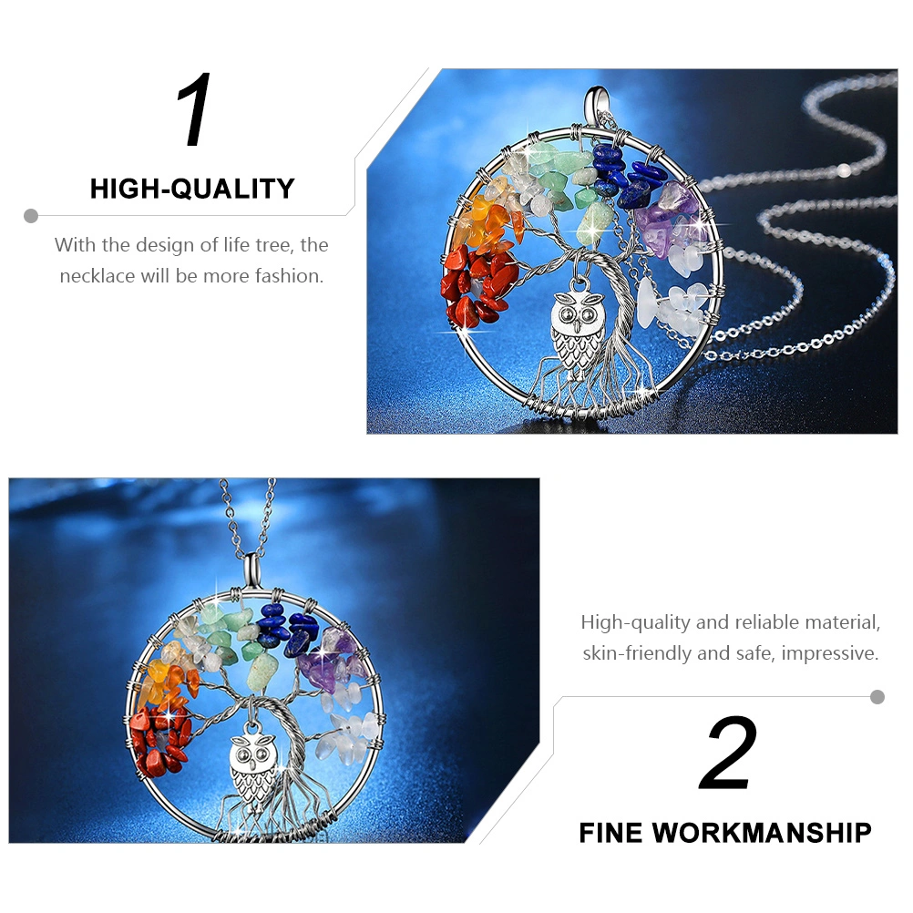 1pc Fashionable Owl Pendant Necklace Life Tree Decoration (Assorted Color)