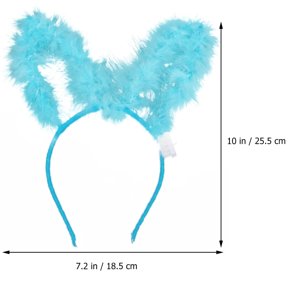 3pcs Glowing Hairband Creative Rabbit Ear Headband Novelty LED Decor Hair Luminous Headpiece Carnival Masquerade Party Cosplay Costume Accessory(Pink and White and Blue)