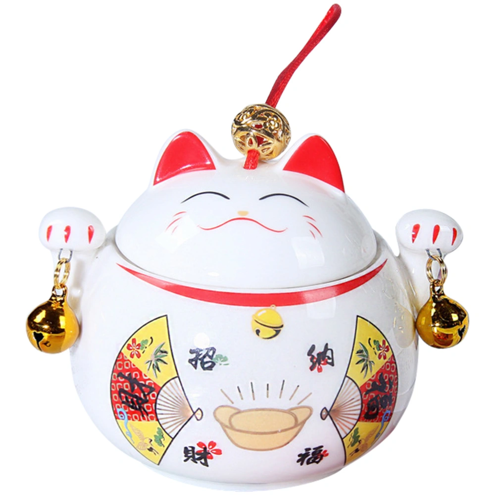 Ceramic Tea Jar Ceramic Can Jar Loose Tea Canister Fortune Cat Shaped Candy Jar Sealed Tea Jar