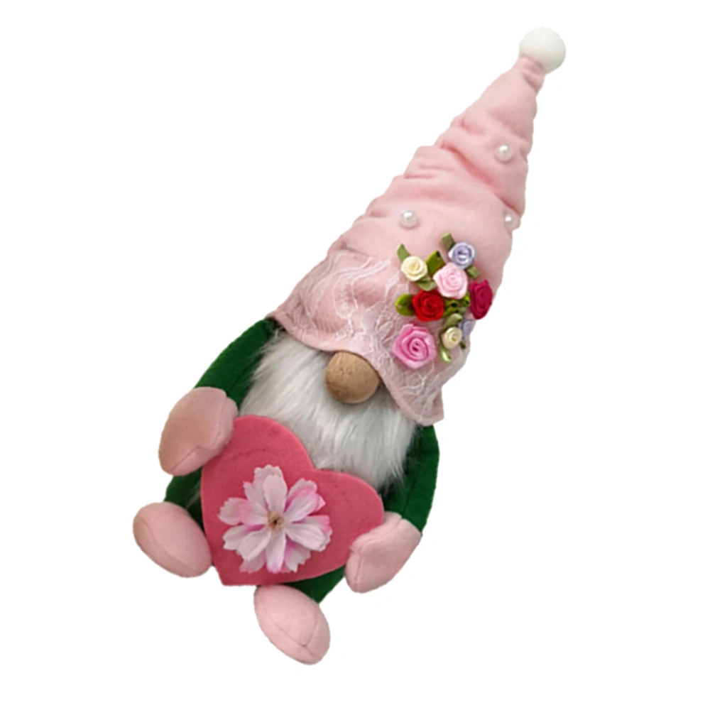 1pc Delicate Gnome Doll Ornament Lovely Facelass Doll Decoration (Green)