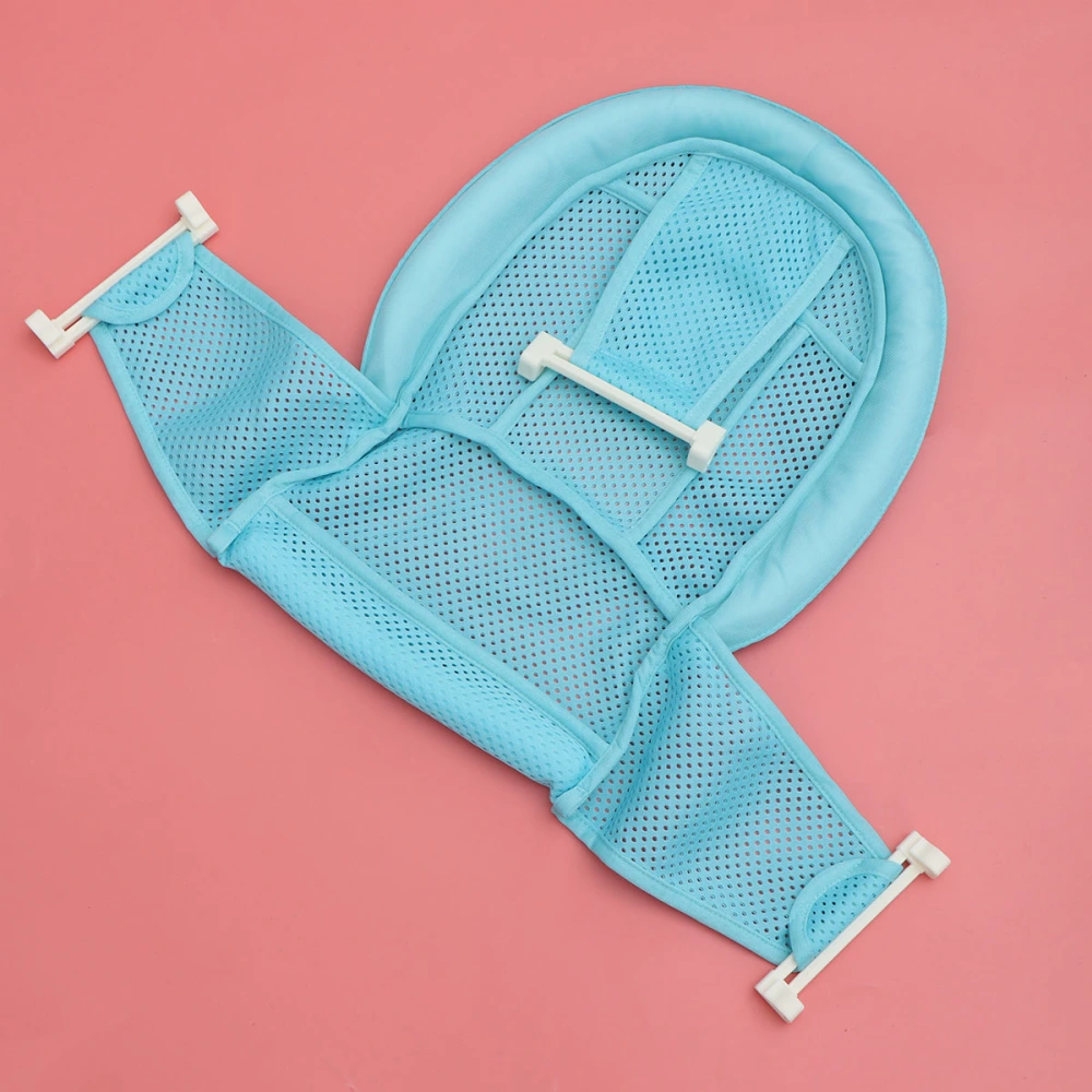 Bath Seat Support Net Baby Bath Mesh Bathtub Seat Net Support Sling Infant Bath Tub Hammock (Blue with Random Button Color)