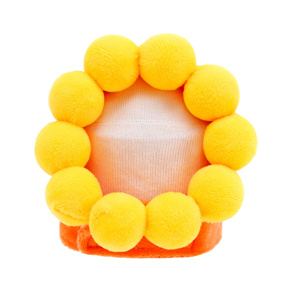 Yellow Pompon Pet Hat Cat Headdress Pet Outfit Hairwear Lovely Novelty Cat Headpiece Party Cosplay Dress Up Costume Accessories- Size S