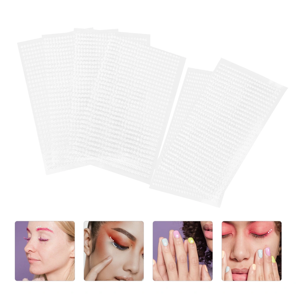 6Pcs Face Paste Eyebrow Nail Pearl Paste Masquerade Ball Face Decor Sticker