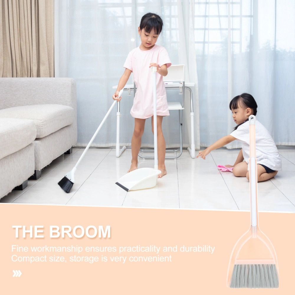 1 Set Small Broom with Dustpan for Kids Plastic Little Housekeeping Helper