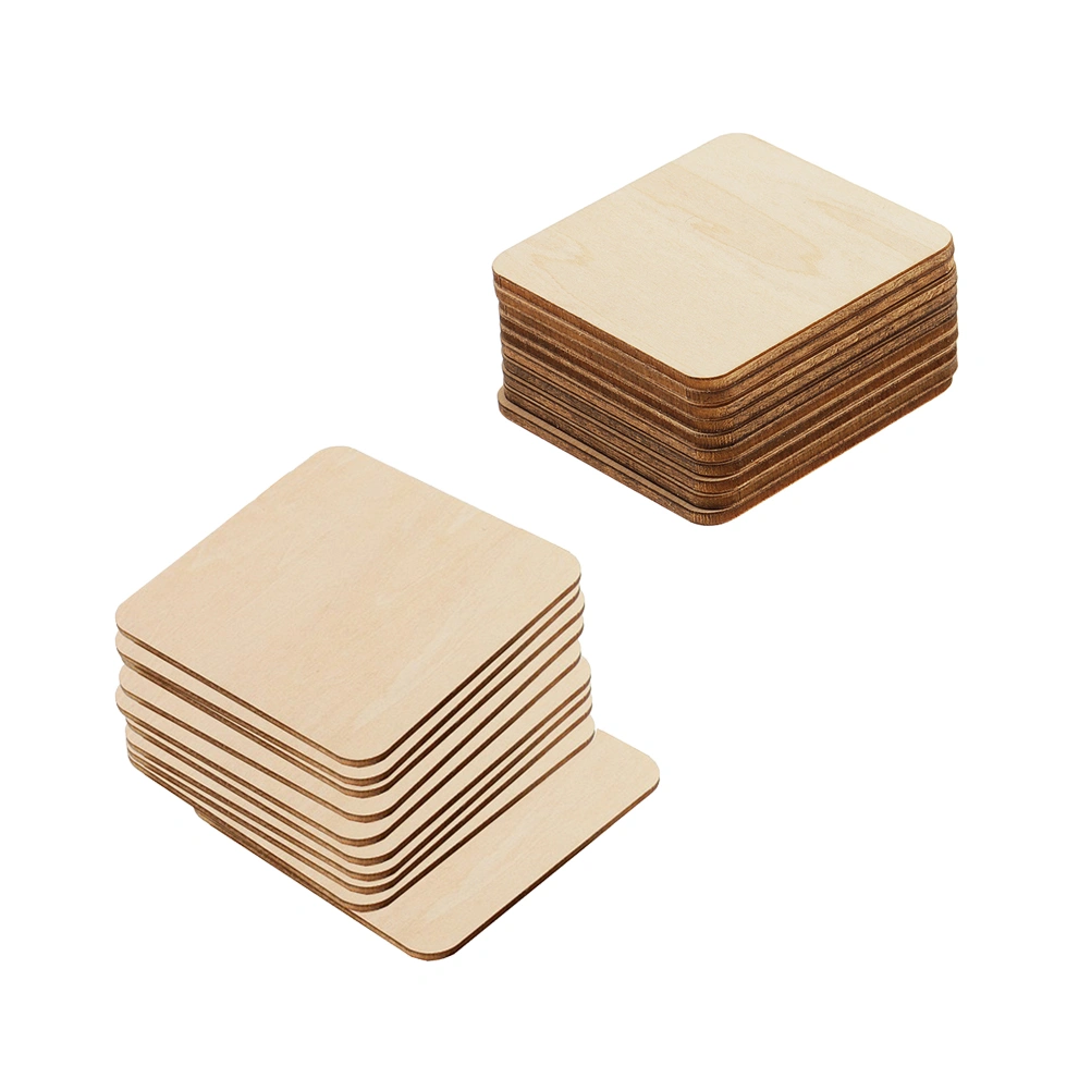 20pcs Wooden Painting Slices Square Doodle Embellishments DIY Decorations Wood Crafts Accessories Small Crafts for Home Ornaments (80mm)