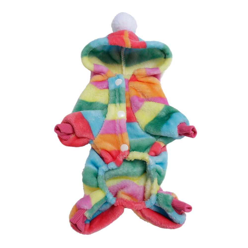 Four Leg Pet Clothing Dog Winter Warm Clothes Puppy Rainbow Stripe Coat Party Costume (Size XS)