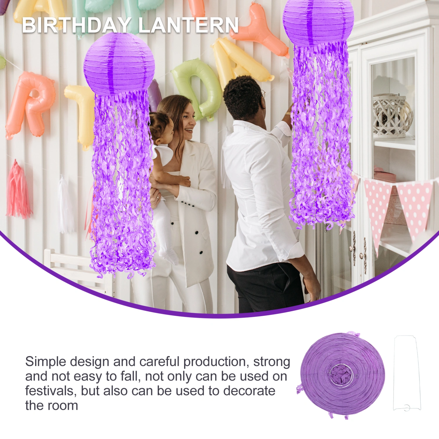 Jellyfish Shaped Lantern Birthday Paper Lantern Children's Day Lantern Decor