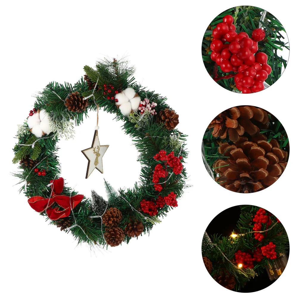 1Set Christmas Garland Ornaments Rattan Ring Door Hanging (Assorted Color)