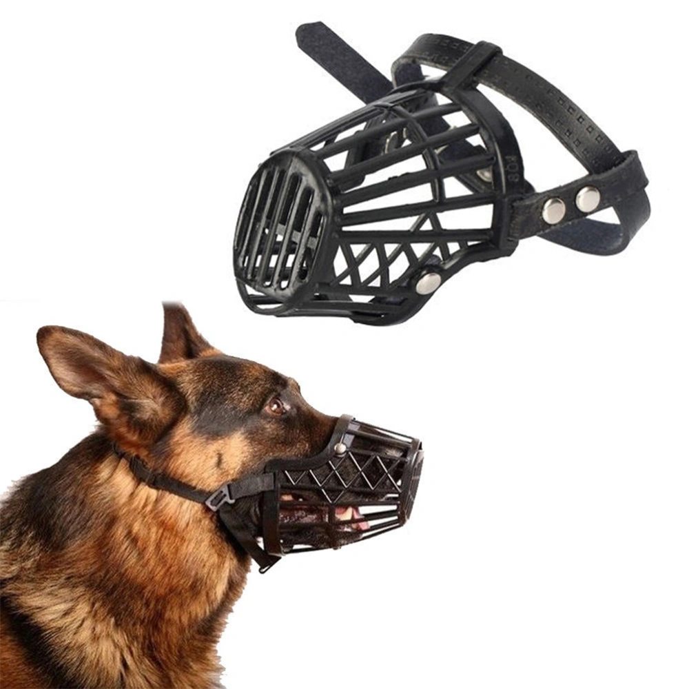 Plastic Basket Dog Muzzle Comfortable For Dog Various Sizes Tan Color No Bite No Barking - Size L (Black)