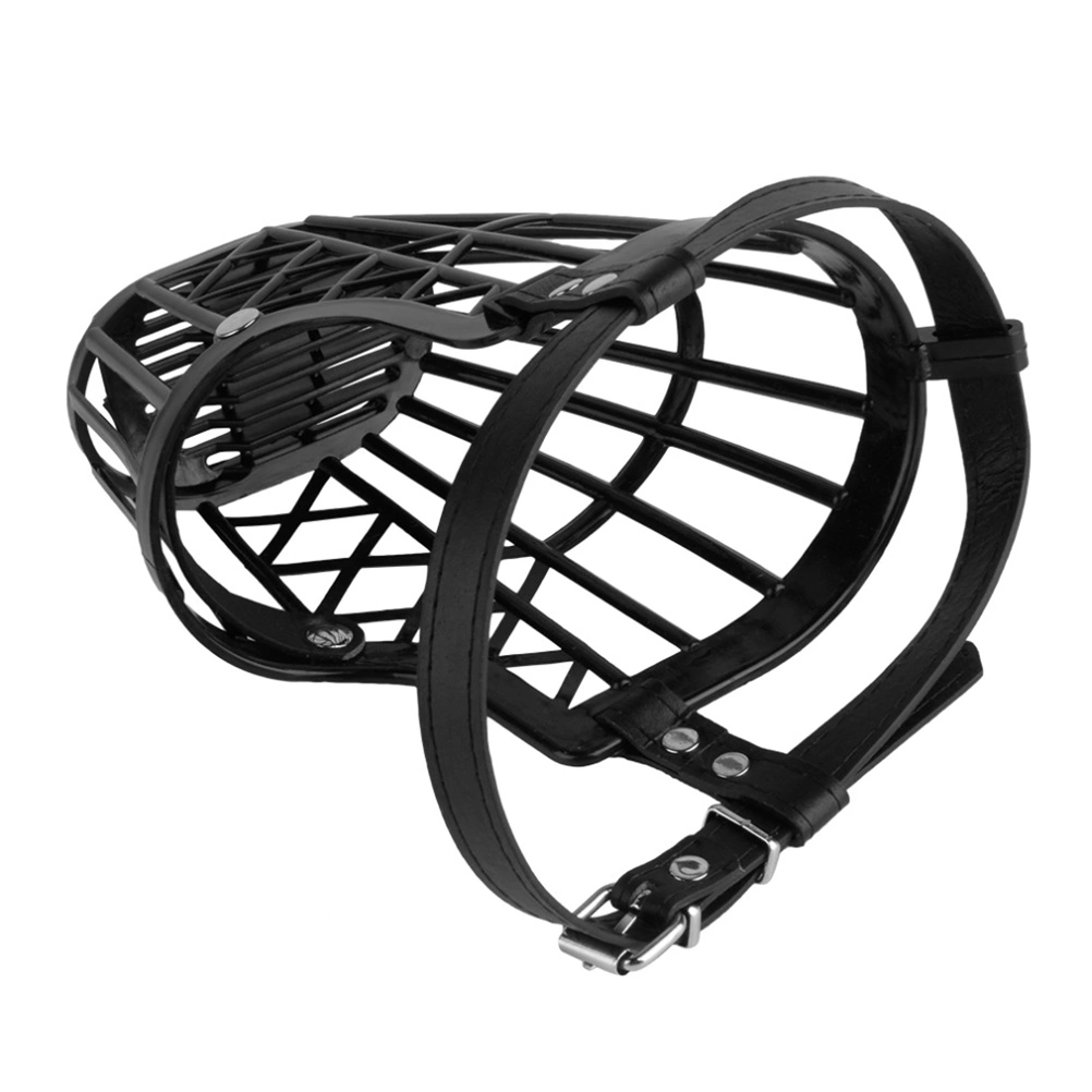 Plastic Basket Dog Muzzle Comfortable For Dog Various Sizes Tan Color No Bite No Barking - Size L (Black)