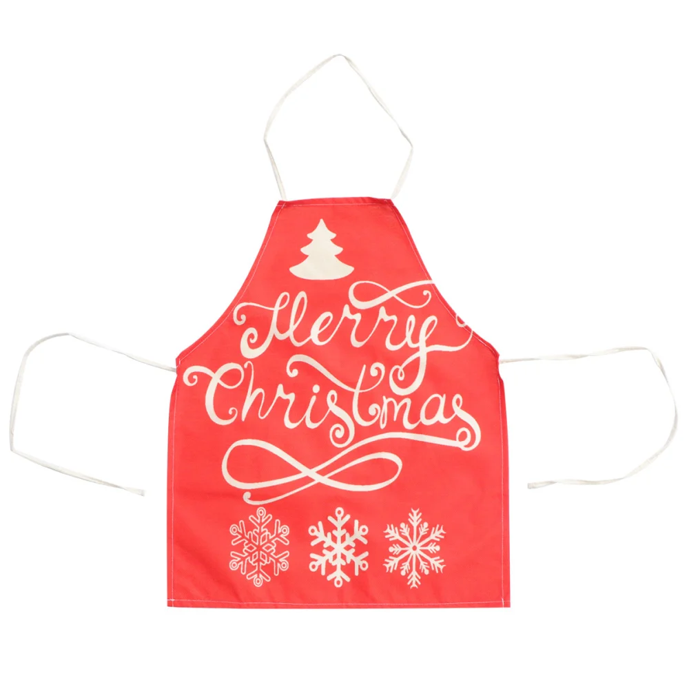 1Pc Christmas Themed Pinafore Printed Aprons Domestic Kitchen Aprons (Red)