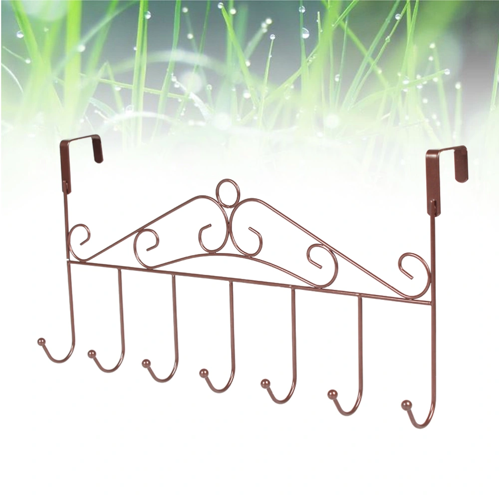 Iron Hooks Over The Door Hook Storage Organizer Rack Traceless Hooks Storage Hook for Bedroom Bathroom Livingroon (Bronze)