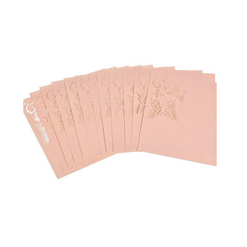 50PCS Hollow Style Wedding   Cut Decor Table Cards Place Setting Name For Wine Glass (Pink)