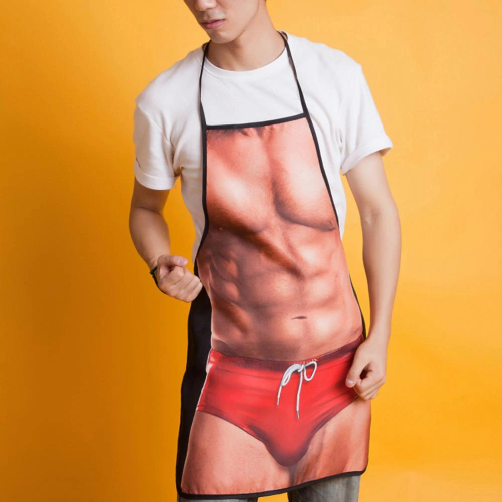 Novelty Muscle Man Printed Kitchen Apron Funny Cooking Grilling BBQ Apron Brithday Christmas Gifts