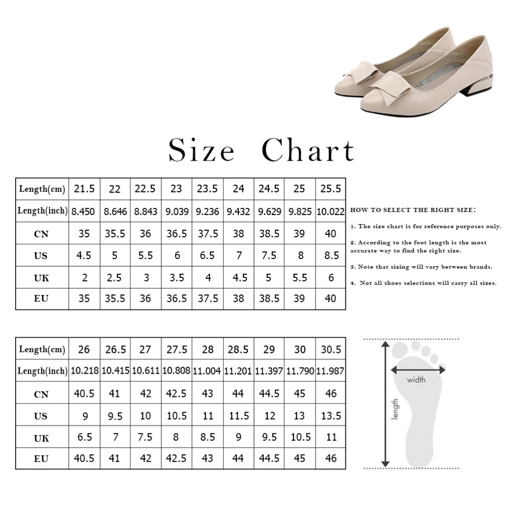 1 Pair of Women Casual Shoes Chunky Heels Pointed Shoes Block Heels for Lady Girls - Size 41 25.5CM 8.5US, 6UK, 40EU, 10.0215 Inch (Beige)