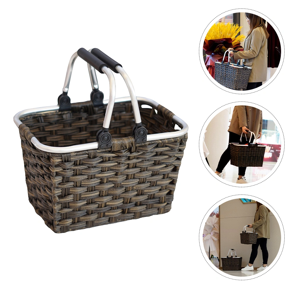 1Pc Vegetables Basket Plastic Woven Shopping Basket Gift Basket Home Organizer