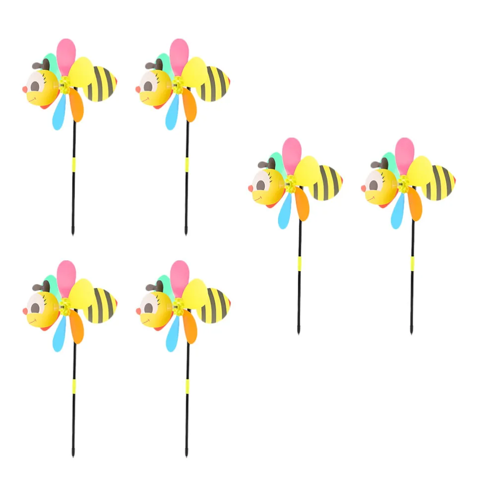 6pcs Cartoon Bee Wind Spinners Pinwheels Windmill Party Garden Yard Home Decor