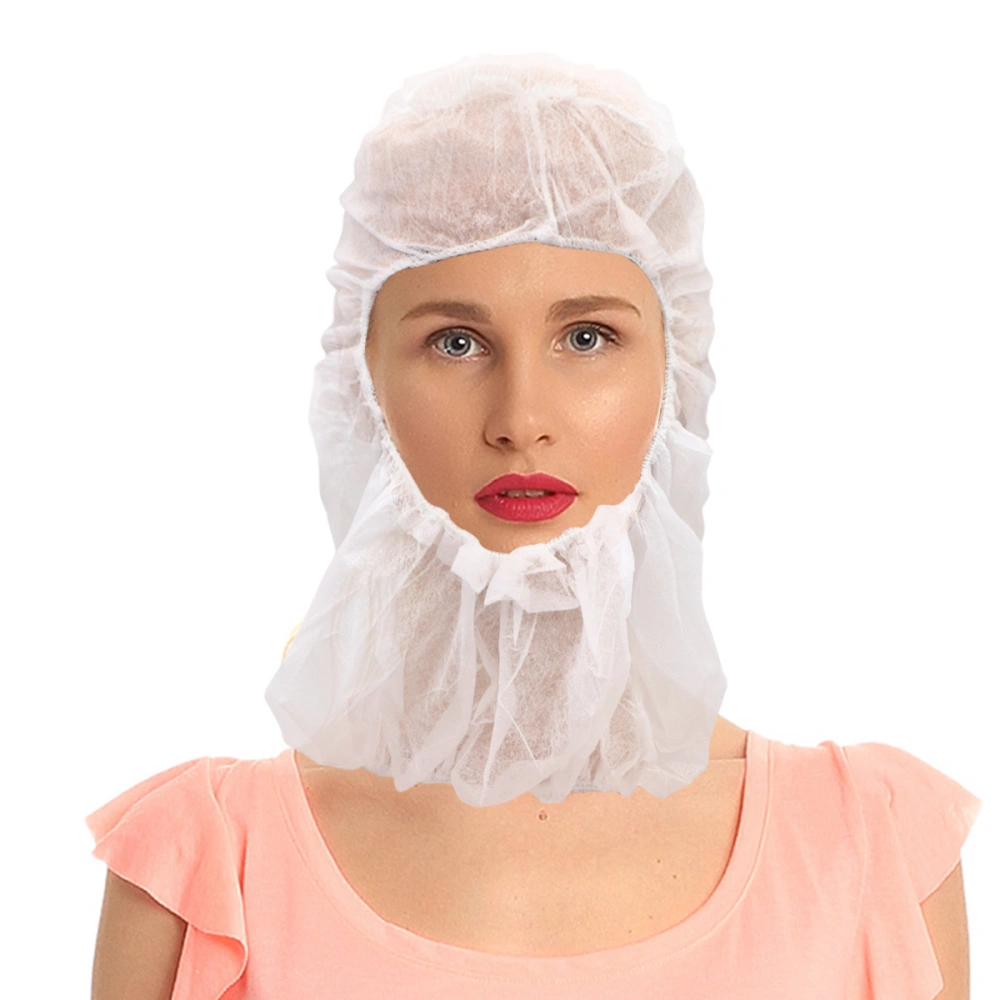 100pcs Disposable Elastic Head Cover Non-woven Bouffant Caps Full Face Dustproof Caps (White)