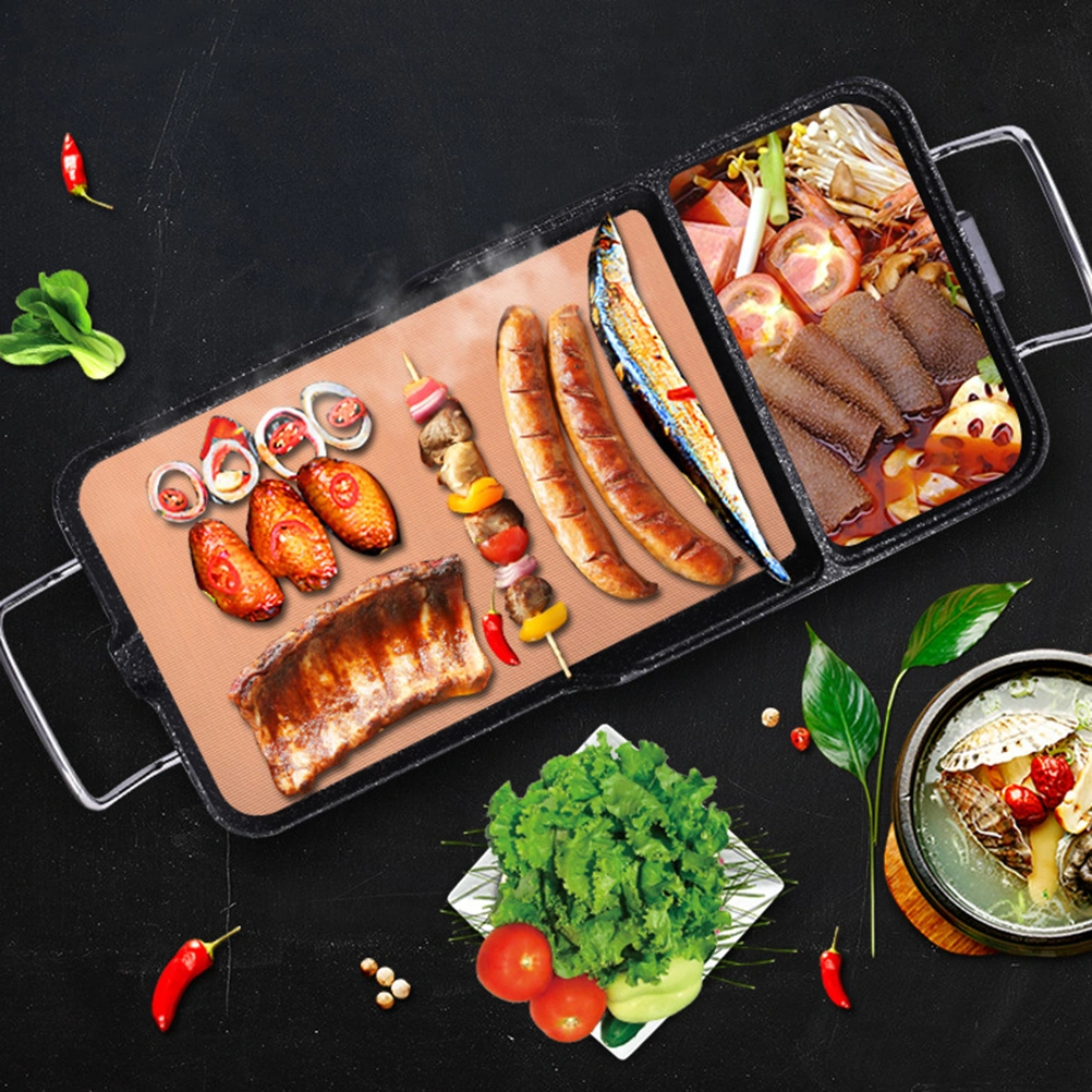3Pcs Heat Resistant BBQ Grill Mats Non-Stick Glass Fiber Baking Mats Reusable Barbecue Pads for Party Outdoor BBQ (Black + Gold + Yellow)