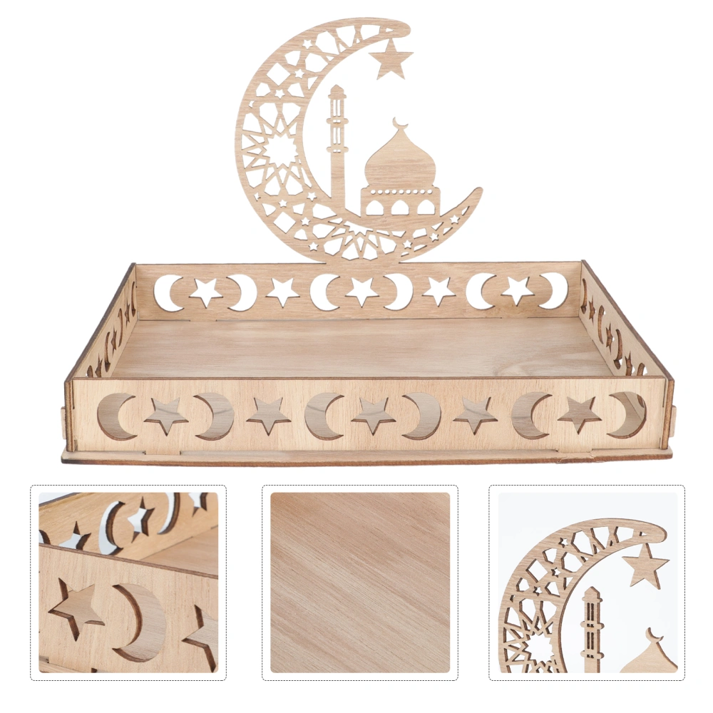 Wooden Snack Tray Dessert Sundries Plate Ornament Dining Table Eid Food Container