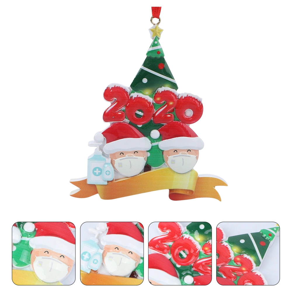 1Pc 2020 Xmas Wishes Pendant DIY Name Blessing Resin Ornament Mask Santa Pendant