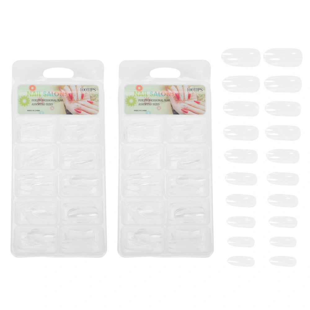 200Pcs Transparent Fake Nail Tips Detachable Nail Patches False Nail Covers