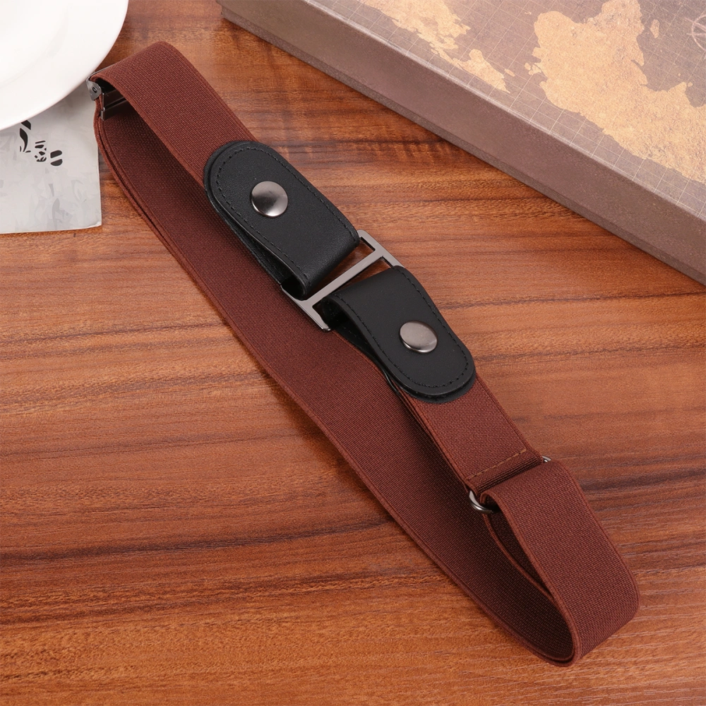 1pc Elastic Belt No Buckle Stretch Belt Waist Belt Jeans Pants Waist Belt for Women Men (Dark Brown)