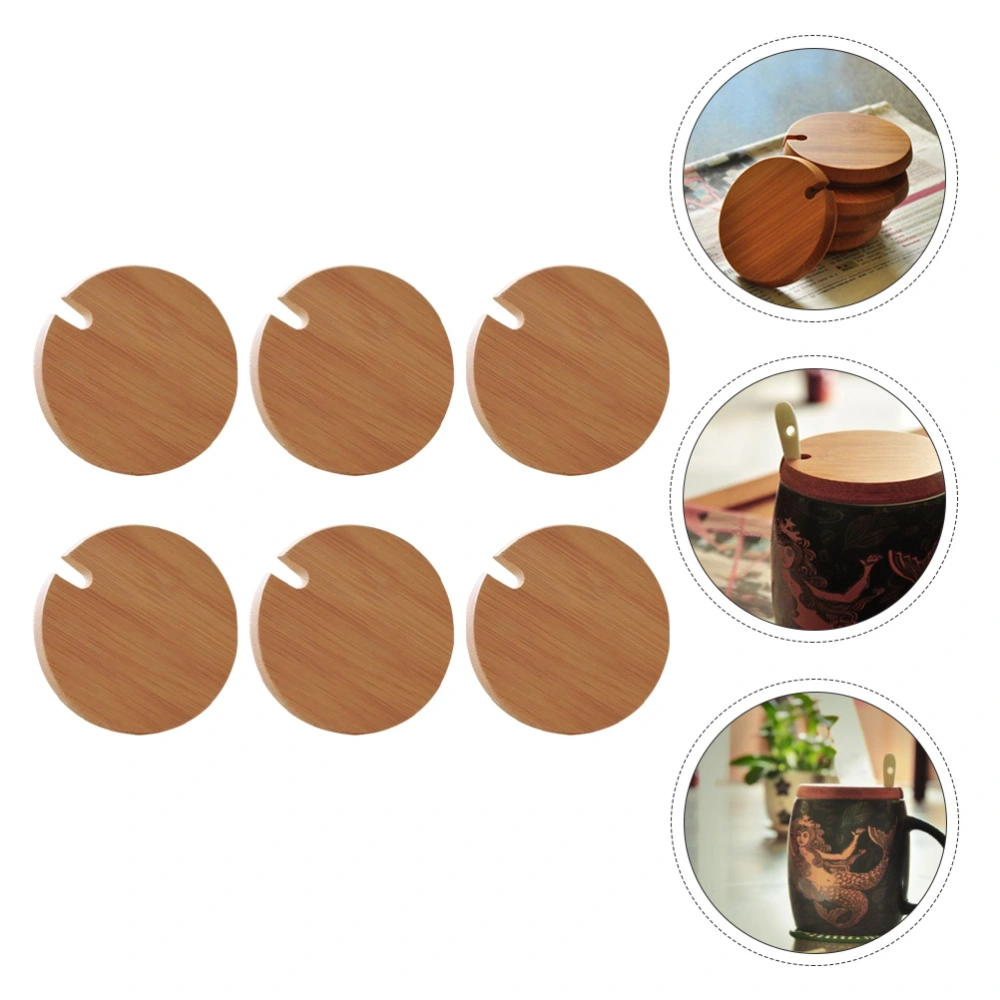 6pcs Natural Bamboo Mug Lid Wood Cup Lid Drink Cup Lid Coffee Ceramic Mug Cover