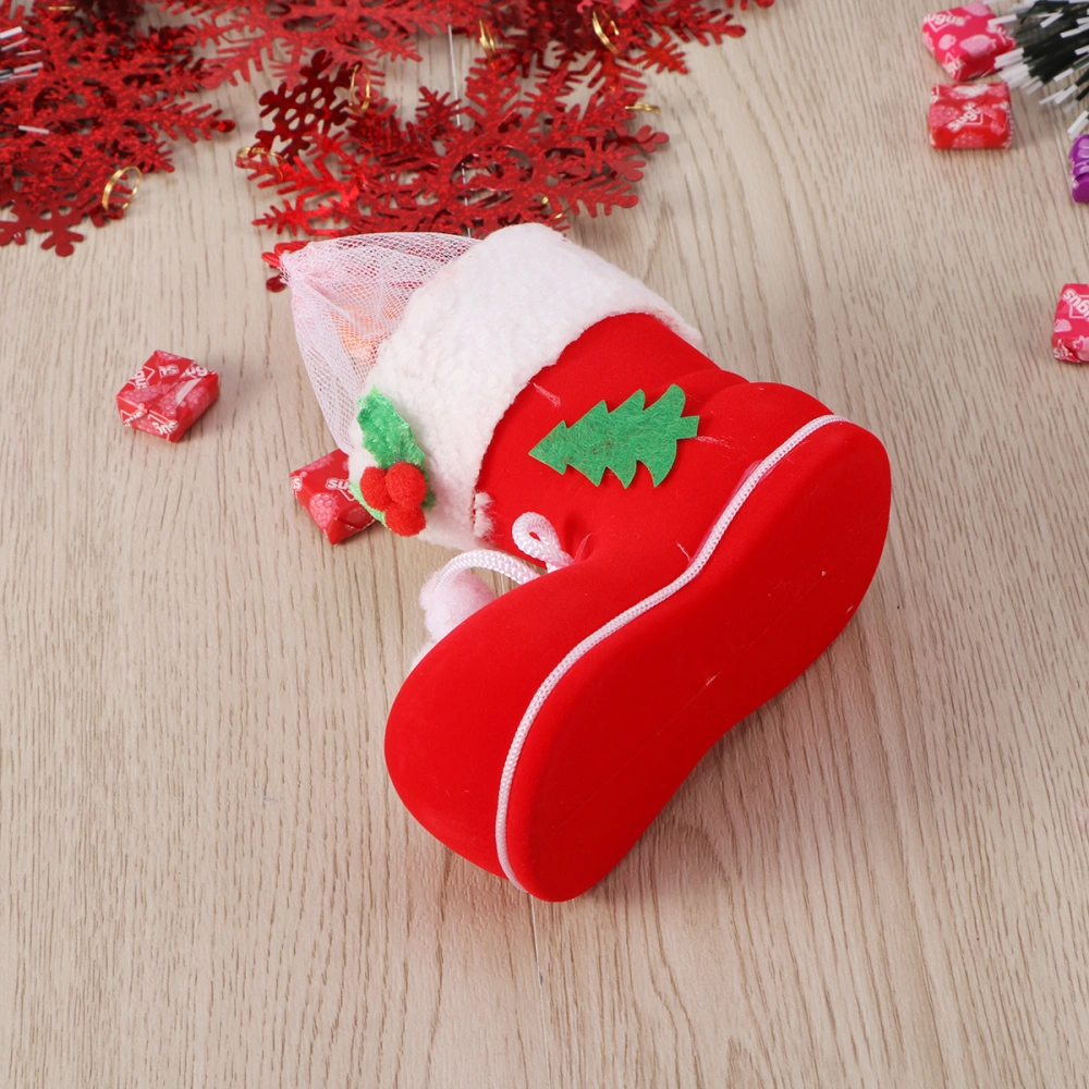 Reusable Christmas Decorations Santa Claus Snowman Candy Socks Holders Pouch Drawstring Gift Treat Bag Goodie Bag Xmas Stocking Hanging Christmas Tree Ornaments Size XS (Red)