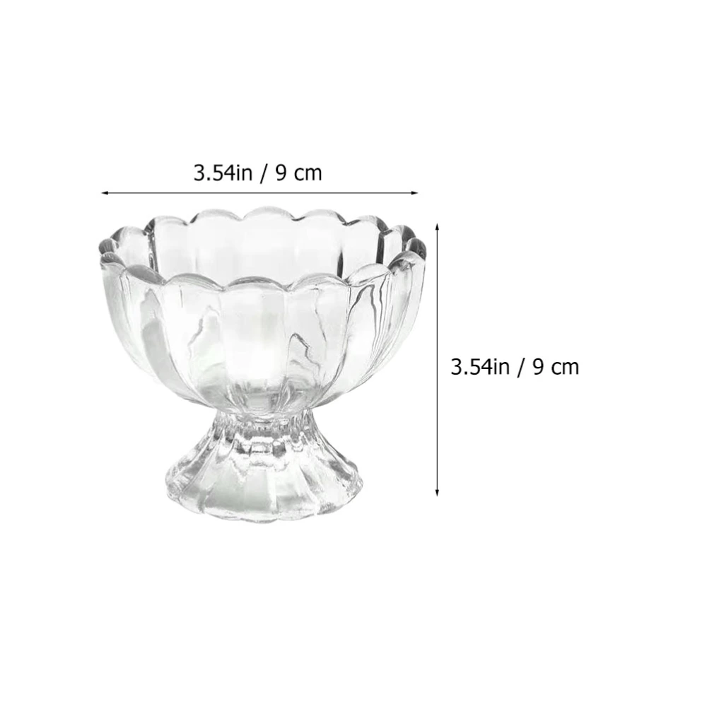 2pcs Transparent Glass Ice Cream Cups Salad Cups Jam Cups Kitchen Supplies