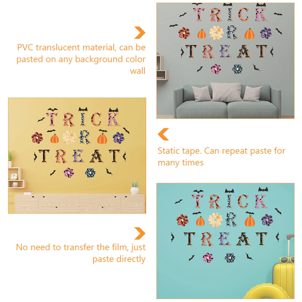 1 Set Halloween Creative Window Door Wall Stickers Trick or Treat Letter Decal