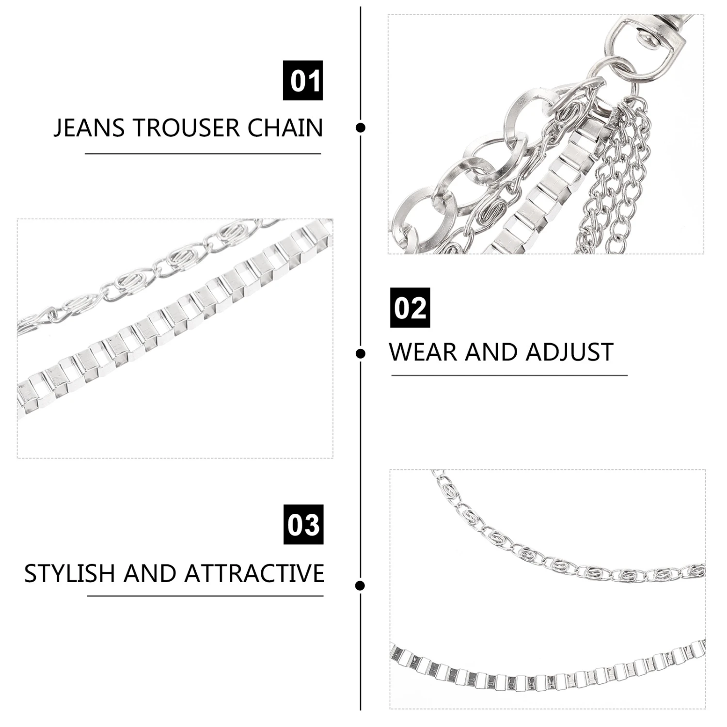 2pcs Retro Multilayer Waist Chain Jeans Pants Chain Hip Hop Man Waist Chain