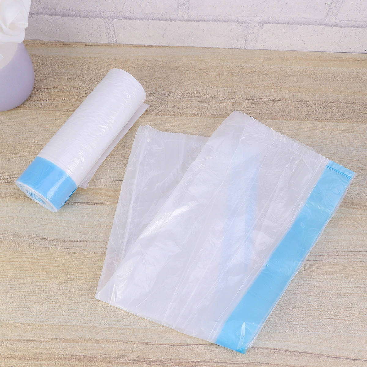 30pcs Drawstring Beam Garbage Bag Disposable Classified Plastic Bags Kitchen Thickened Garbage Bag with Handle White