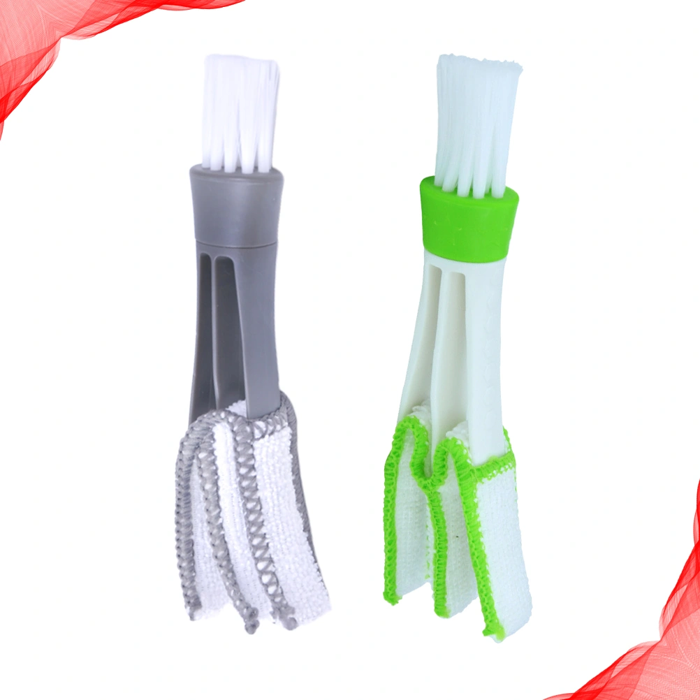 2pcs Keyboard Cleaning Brush Double-End Multifunctional Air Conditioner Cleaning Brush for Home (White Green Grey)