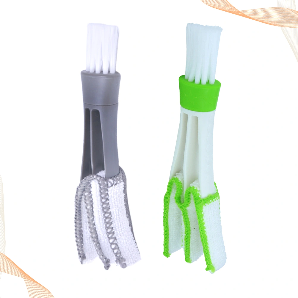2pcs Keyboard Cleaning Brush Double-End Multifunctional Air Conditioner Cleaning Brush for Home (White Green Grey)