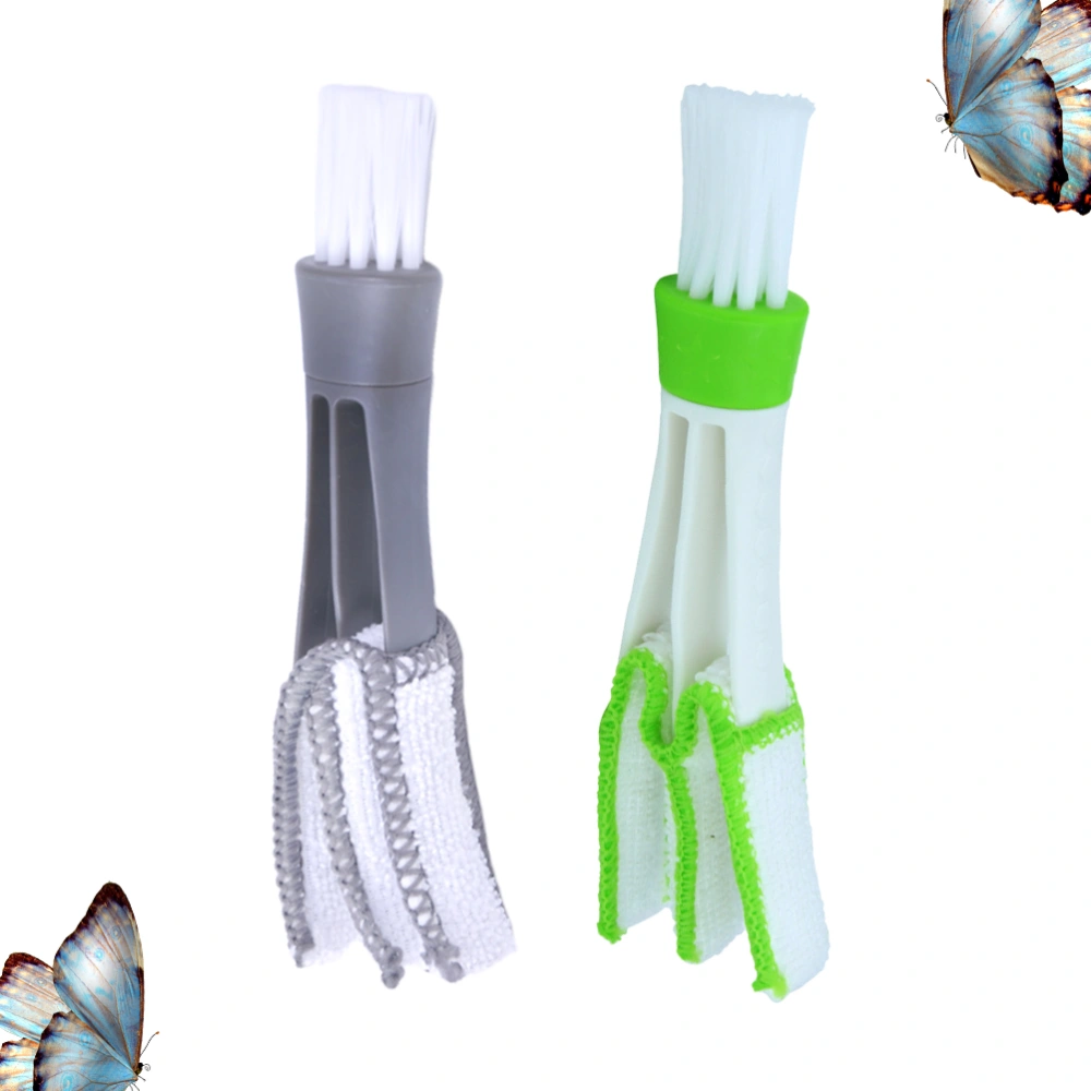 2pcs Keyboard Cleaning Brush Double-End Multifunctional Air Conditioner Cleaning Brush for Home (White Green Grey)