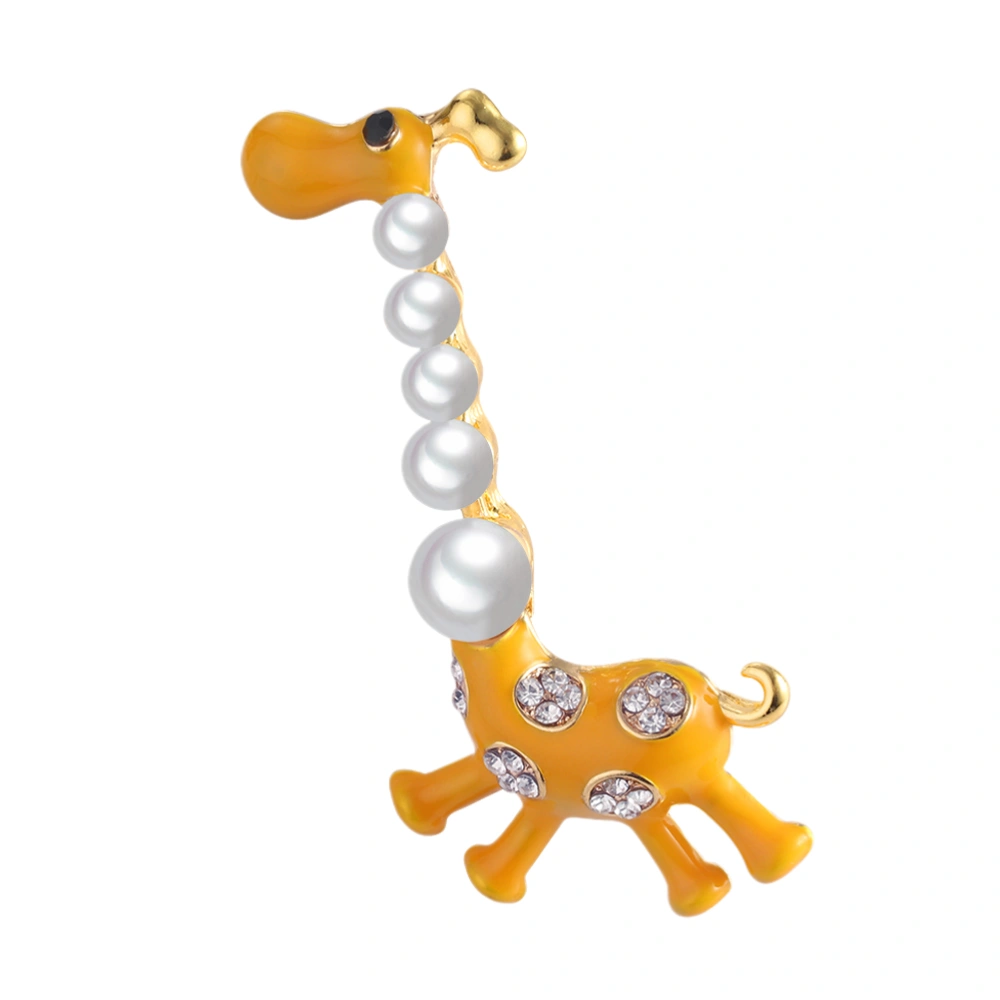 Fashion Giraffe Brooch Pin Dripping Oil Natural Shell Brooches Alloy Animal Banquet