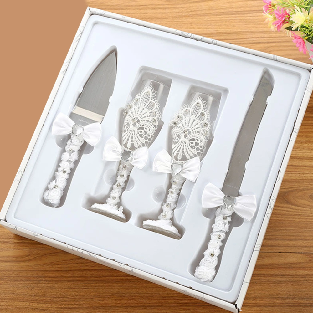 1PC Wedding Goblet Cake Cutter Shovel Gift Box Practical Wedding Supplies Personalized Wedding Cake Birthday Gift Creative Goblet Getcake Shovel Cutter