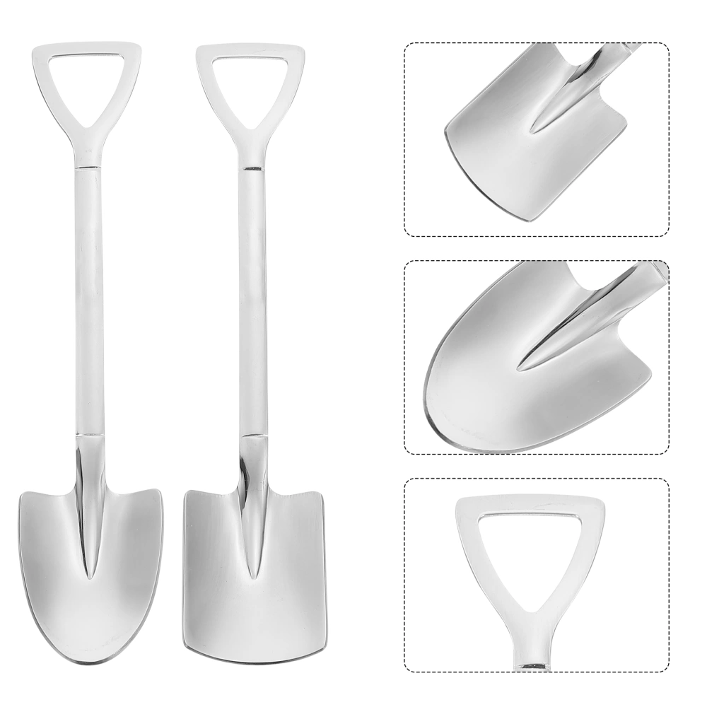 4pcs Stainless Steel Coffee Spoon Shovel Shape Vintage Dessert Ice Cream Scoop