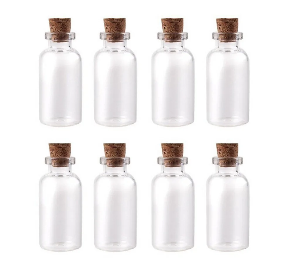 50pcs Mini Glass Bottles Jars with Cork Wish Note Craft Bottle (Clear)