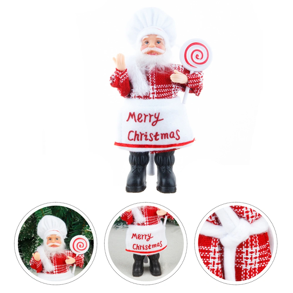 1pc Lovely Christmas Santa Chef Plastic Ornaments Classic Christmas Themed Decor