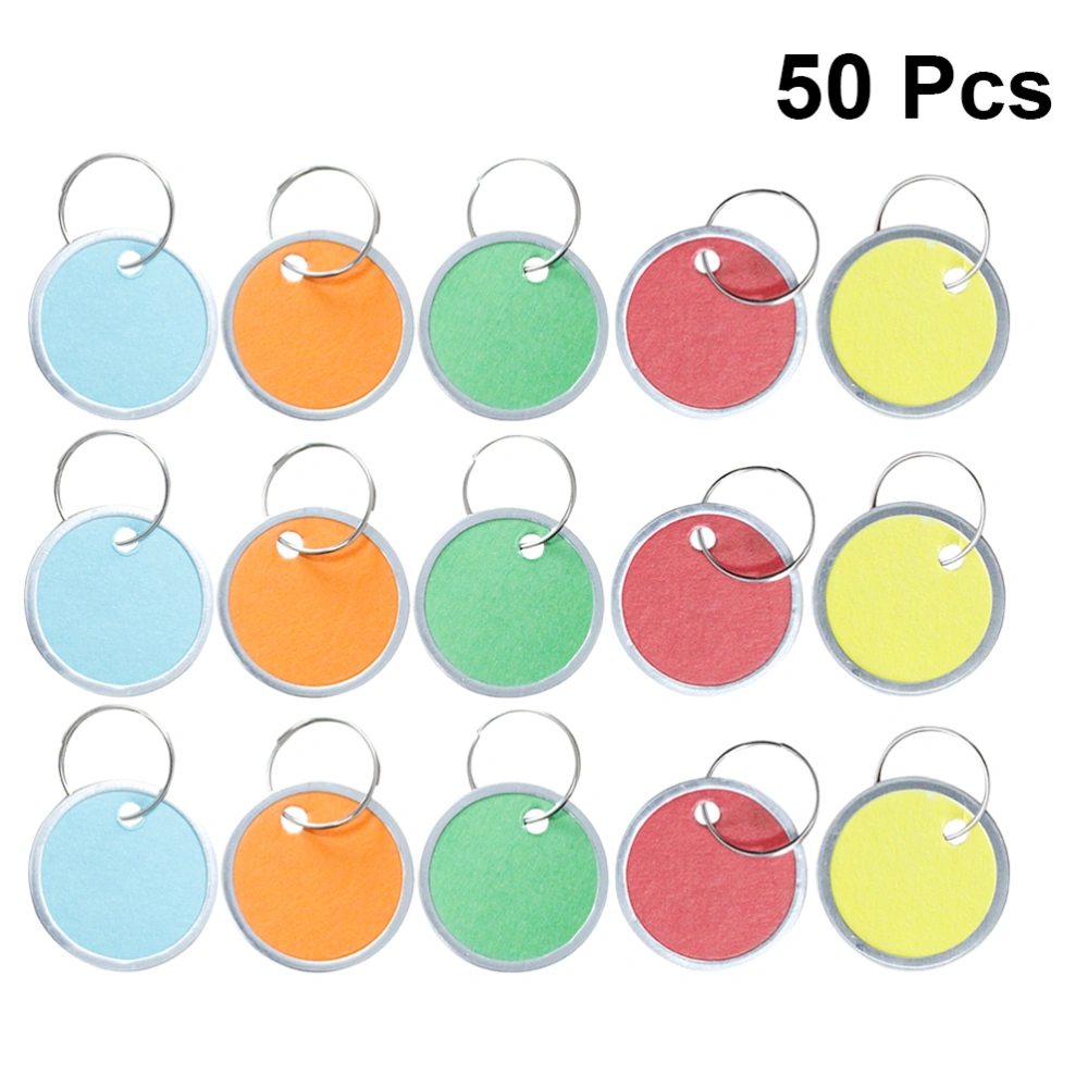 50Pcs Round Pet Hanging Tags Blank Label Creative Hanging Pendant Small Aluminium Plate Mixed Color