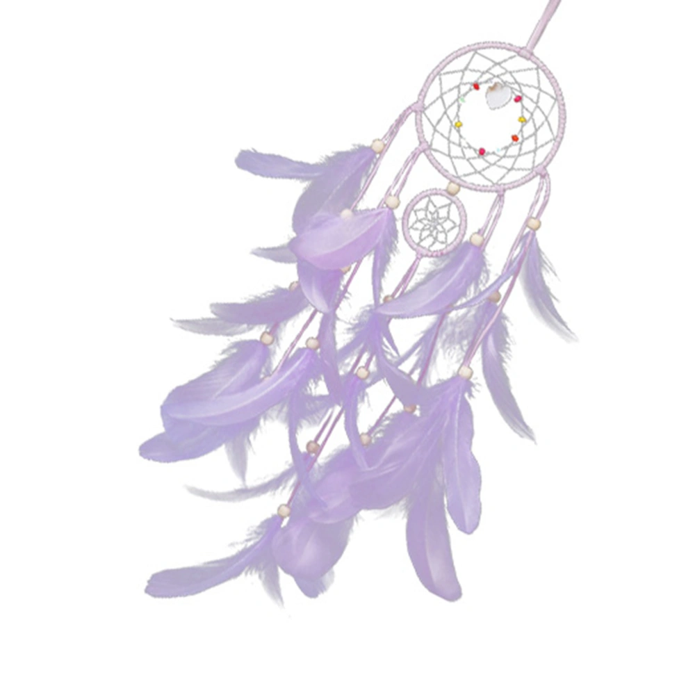 Creative Spider Web Dream Catcher Home Dream Network Decoration Pendant Car Feather Ornaments(Purple Finished Product with Light)