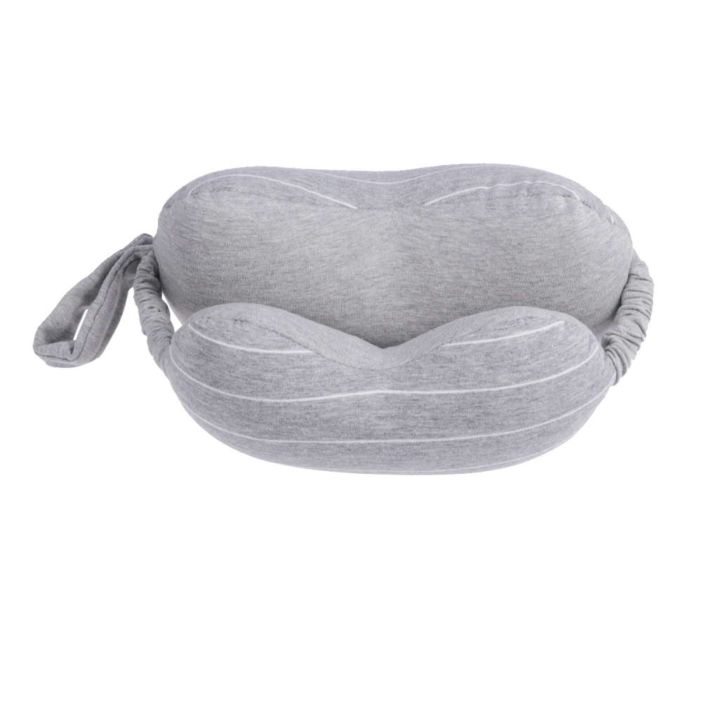 1pc 2-in-1 Eye Mask Pillow Office Airplane Multi-function Cotton Travel Neck Pillow (Light Grey)