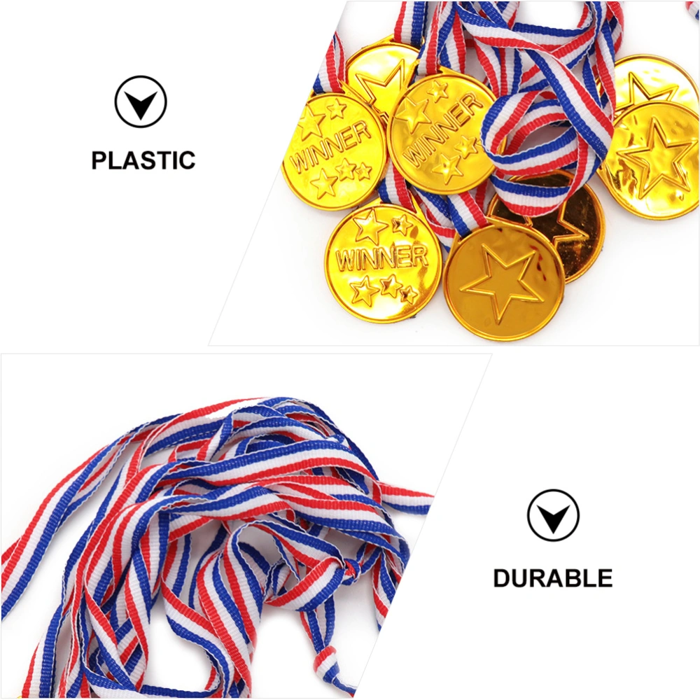 15pcs Kids Plastic Medals Winner Medals Children Winner Award Medals with Ribbon