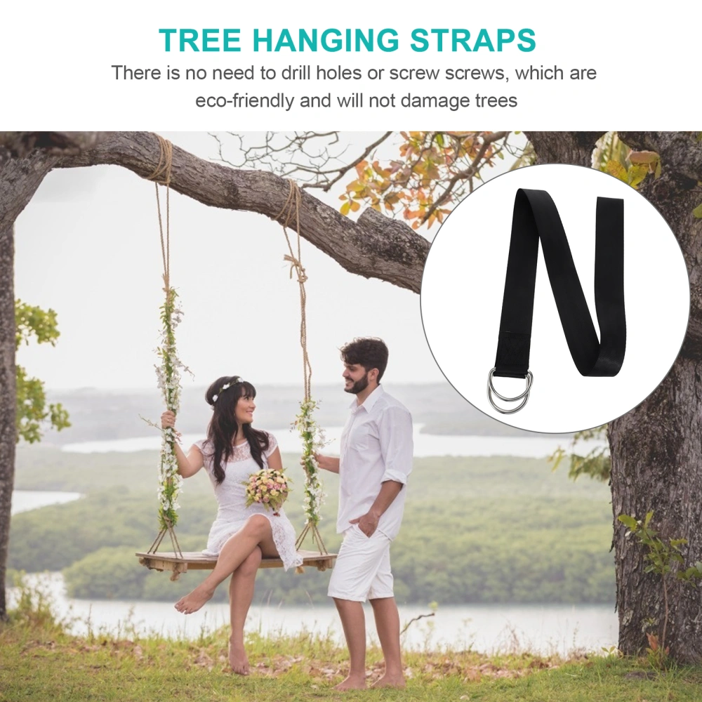 1 Set Outdoor Swing Ropes Hammock Tie Kit Outdoor Hanging Wrap Straps (Black)