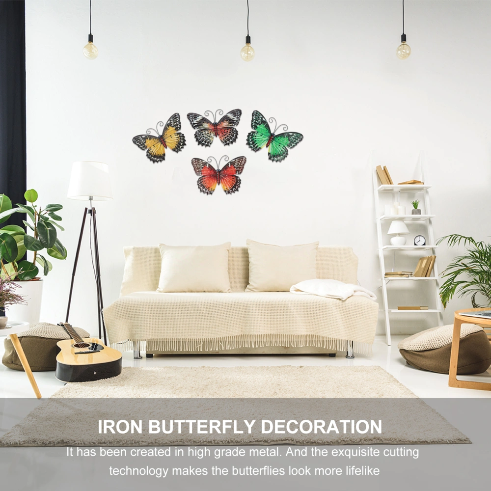 4Pcs Metal Iron Butterflies Sculpture Wall Decoration Outdoor Garden Ornament