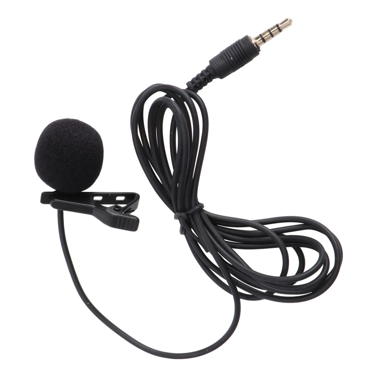 Mini Metal Portable Clip-on Lapel Lavalier Condenser Mic Wired Microphone for Mobile Phone Camera Laptop (Black)