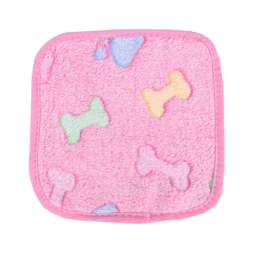 1 Pc Pet Carpet Coral Small Pink Bone Printed Pet Dog Blanket Super Pet Cushion Sleep Mat (20x20cm)