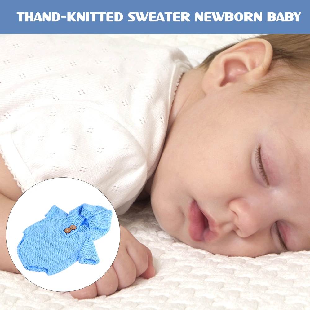 1Pc Handmade Knitted Newborn Sweater Baby Photo Costume Infant Clothes (Skyblue)